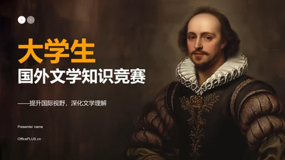 橙色复古风大学生国外文学知识竞赛PPT模板