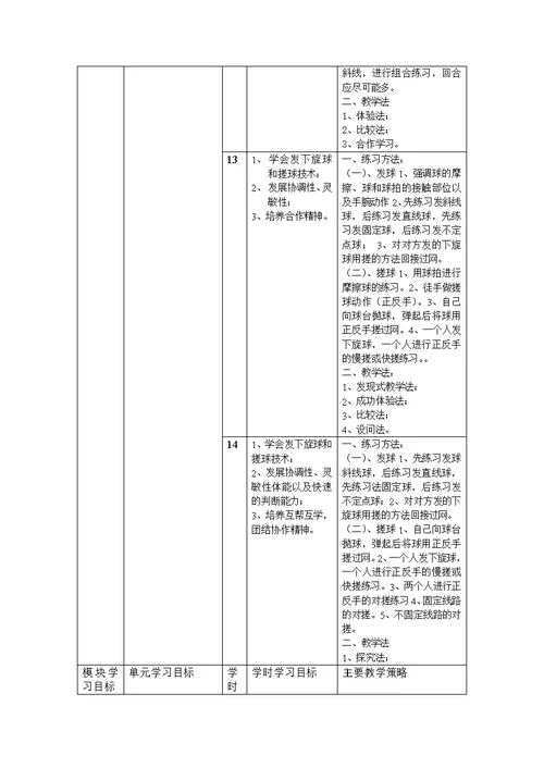 乒乓球模块教学单元计划(共9页)