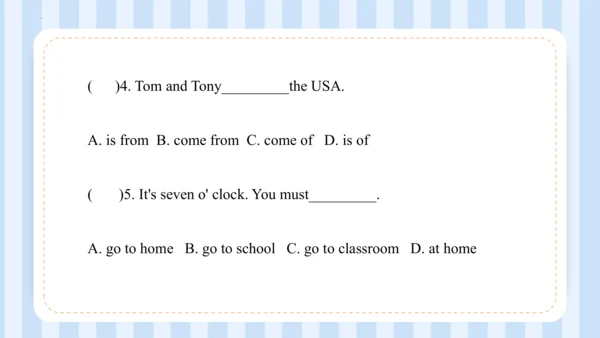 Unit 1 I go to school at 8:00. Lesson 1 - Lesson 2