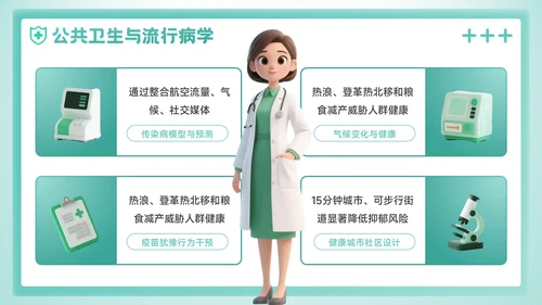 绿色3D风预防即治疗：医疗健康学术会议报告PPT模板