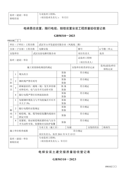 建筑电梯安装工程设备进场质量验收记录表.docx