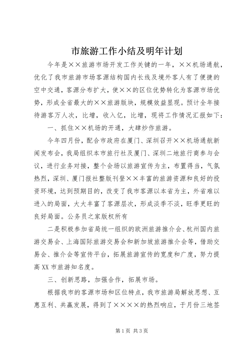 市旅游工作小结及明年计划.docx