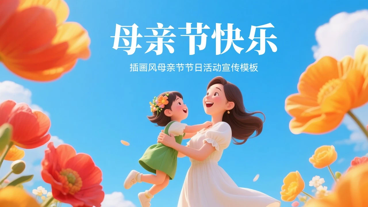 卡通插画风母亲节活动策划宣传PPT模板