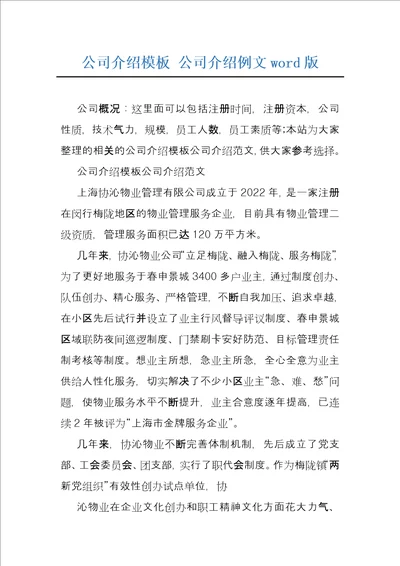 公司介绍模板公司介绍例文word版