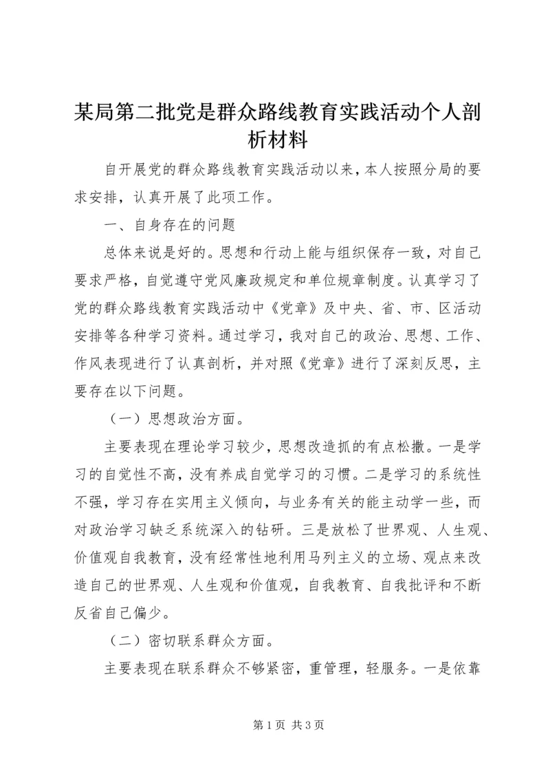 某局第二批党是群众路线教育实践活动个人剖析材料.docx