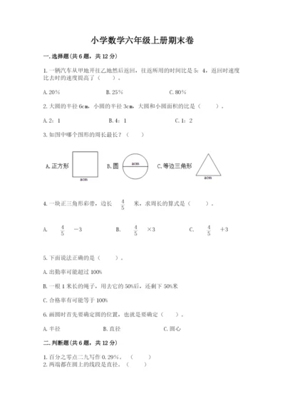 小学数学六年级上册期末卷附完整答案（全国通用）.docx