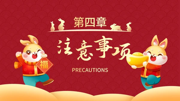 红色国风兔年插画快乐过新年春节科普班会PPT模板