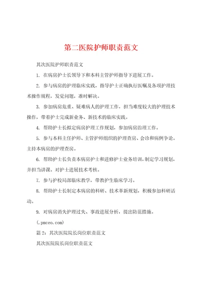 第二医院护师职责范文