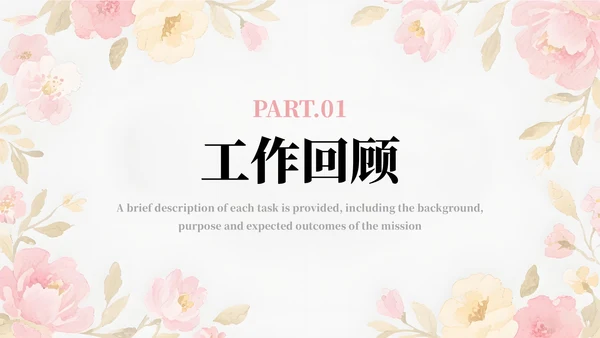 粉色简约小清新部门工作汇报通用PPT模板