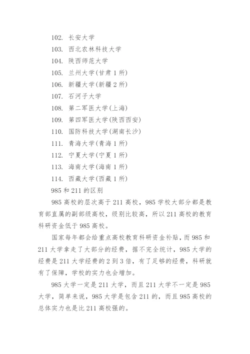 2023全国211和985大学名单(完整版).docx