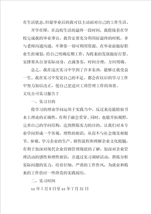 文化公司实习报告