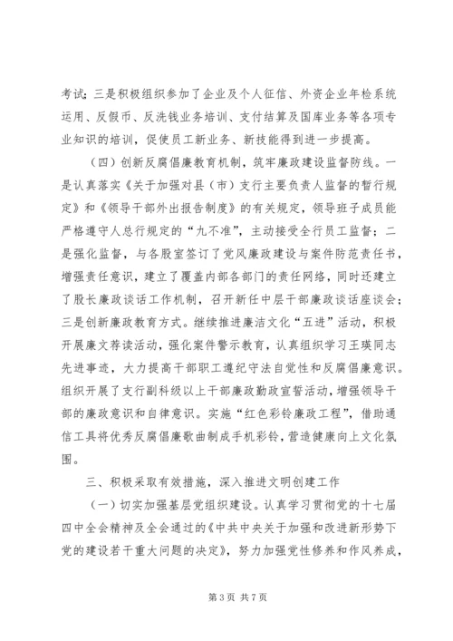 人行县支行文明单位创建工作总结精编.docx