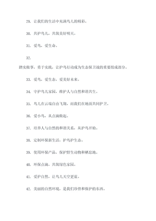 培育爱鸟护鸟的宣传标语