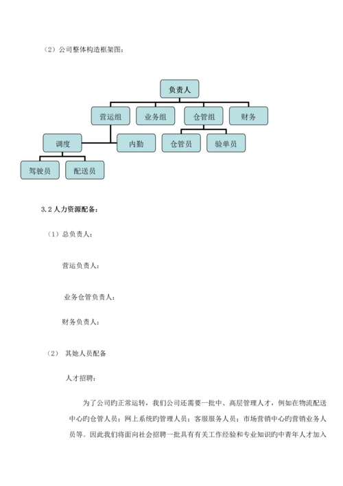 城市配送物流公司创业综合计划书.docx