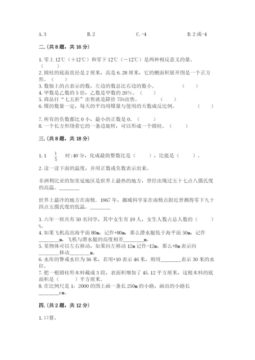 小学六年级数学摸底考试题附答案.docx