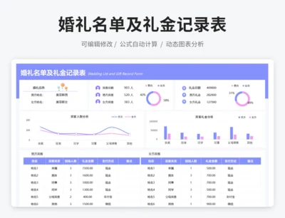 婚礼名单及礼金记录表