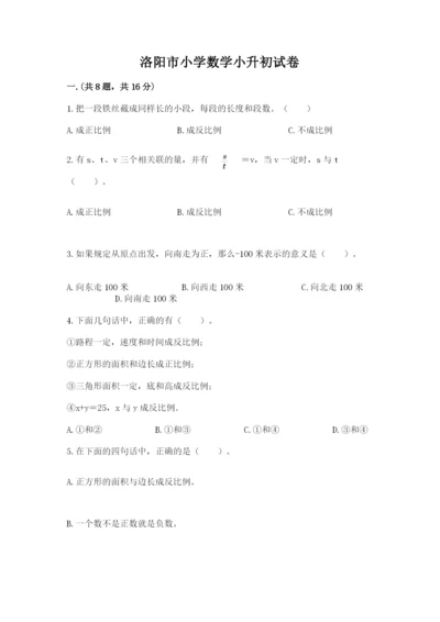 洛阳市小学数学小升初试卷精选.docx