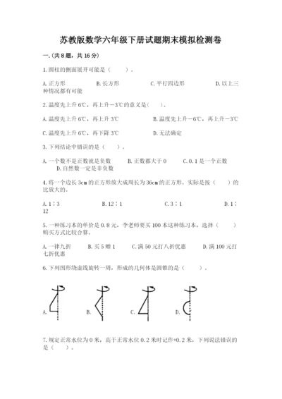 苏教版数学六年级下册试题期末模拟检测卷及答案（网校专用）.docx