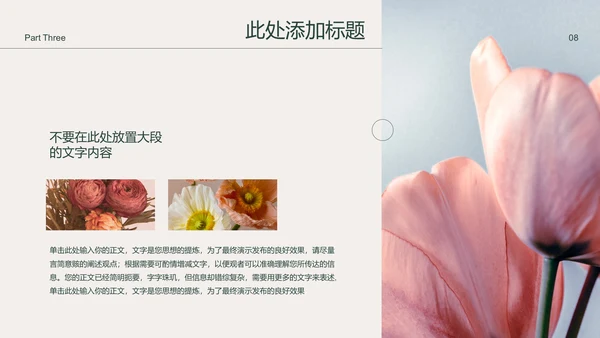 咖色小清新花卉通用PPT演示模板