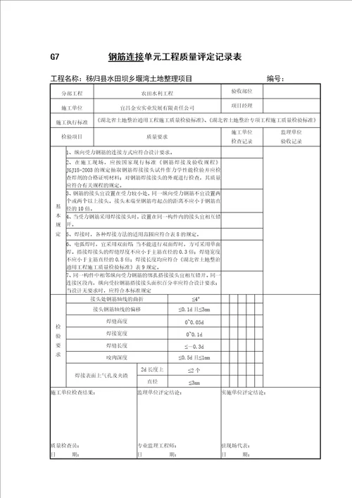 基坑土方开挖单元工程质量评定记录表