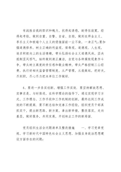 党员组织生活会问题清单及整改措施.docx