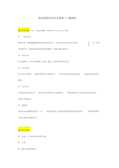 高考英语常考作文邀请信的写作技巧与万能模板