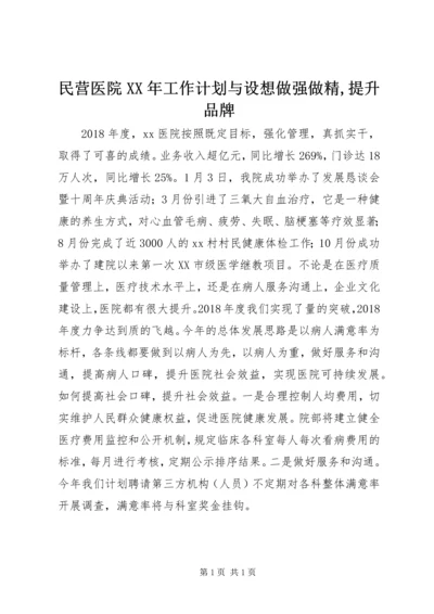 民营医院XX年工作计划与设想做强做精,提升品牌.docx