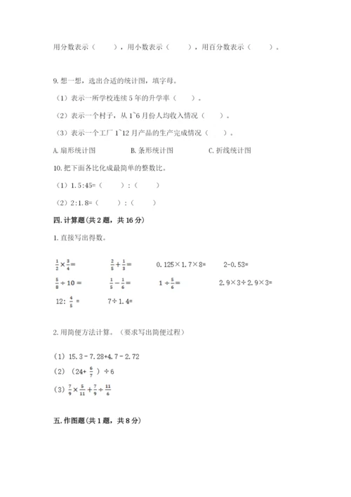 2022六年级上册数学期末考试试卷含答案【达标题】.docx