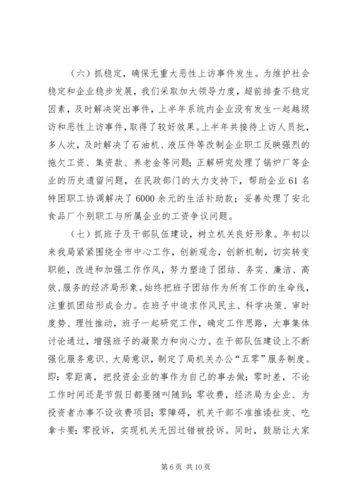 经济局上半年工作总结和下步安排.docx