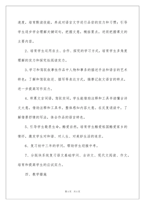 2022中考语文复习教学计划.docx