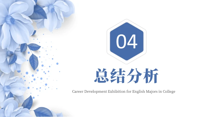 蓝色简约英语专业大学生职业生涯规划发展展示PPT模版