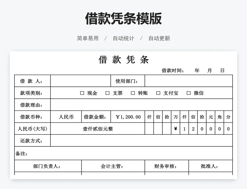借款凭条模版