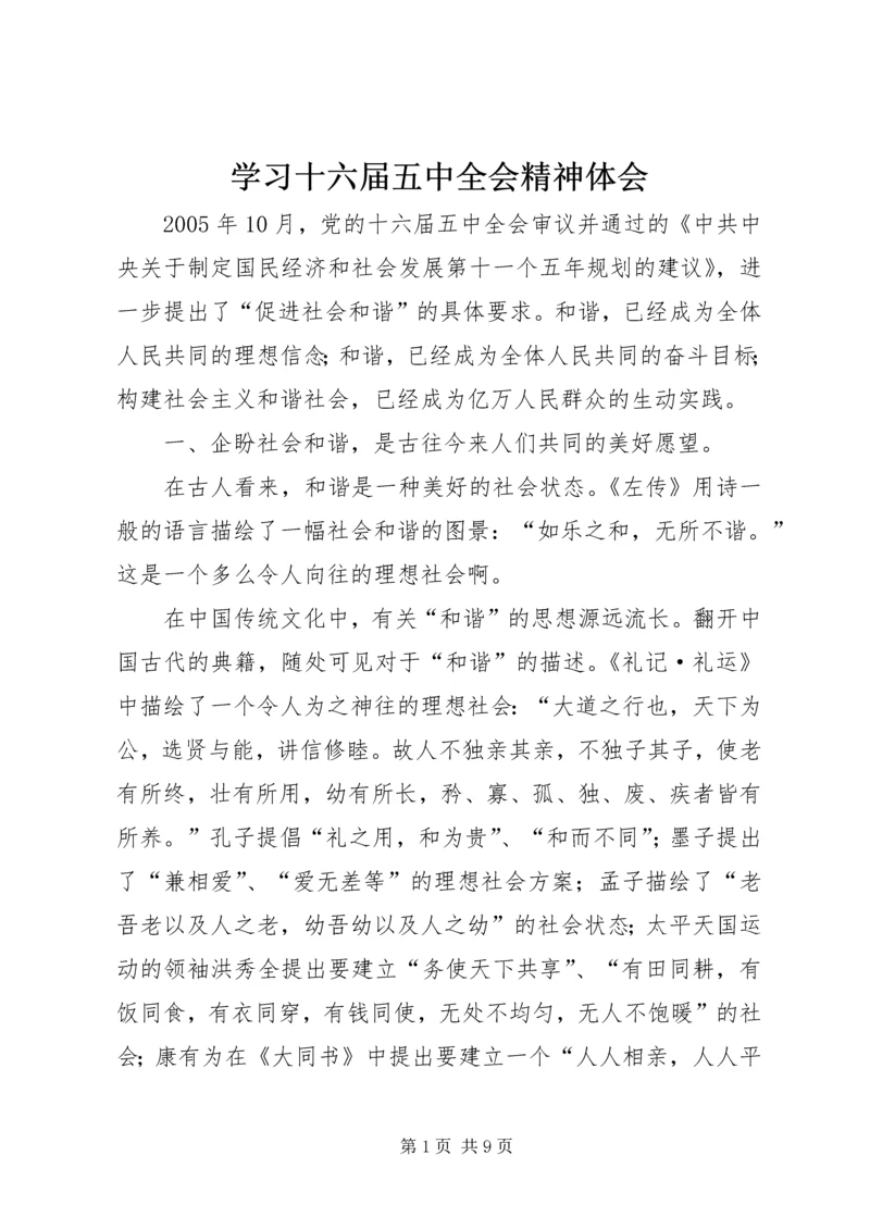 学习十六届五中全会精神体会.docx