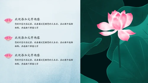 大暑节气中国风花荷花池塘通用PPT模板