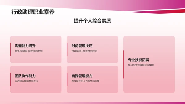 红色行政助理述职报告PPT模板