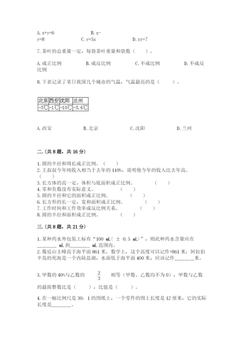 小学六年级升初中模拟试卷附参考答案（满分必刷）.docx