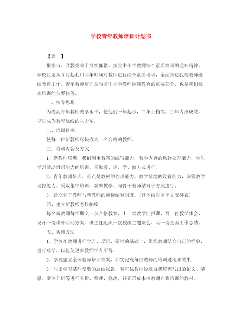 精编之学校青年教师培训计划书.docx