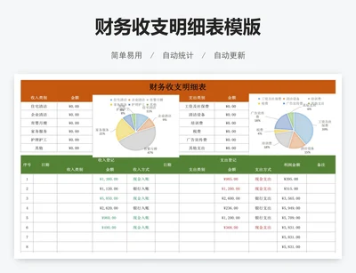 财务收支明细表模版