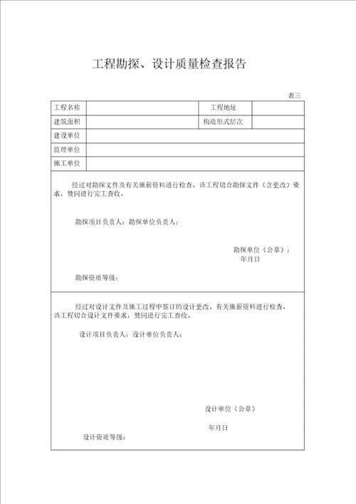 工程项目竣工验收表格