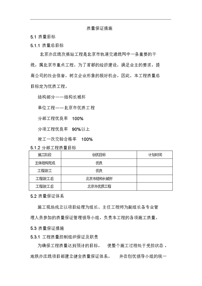 施工组织设计中质量保证措施