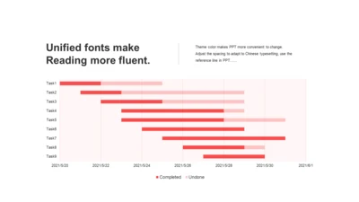 红色扁平PPT甘特图
