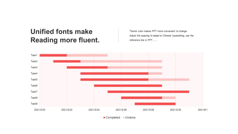 红色扁平PPT甘特图