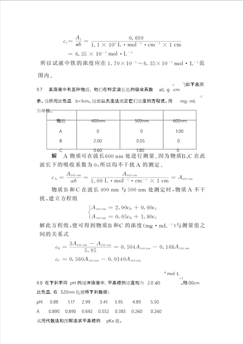 第十章吸光光度法课后习题与答案