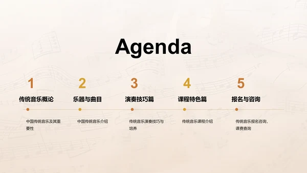 黄色简约传统音乐课程PPT模板