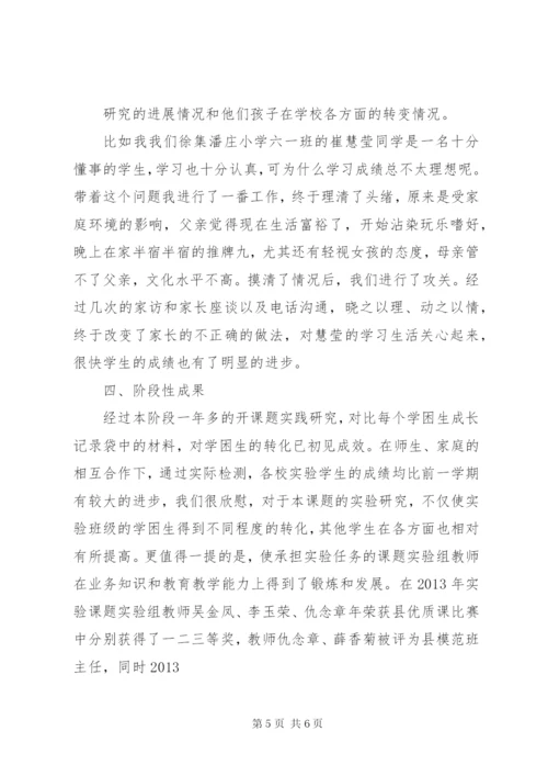 农村小学学困生转化课题第一阶段研究报告.docx