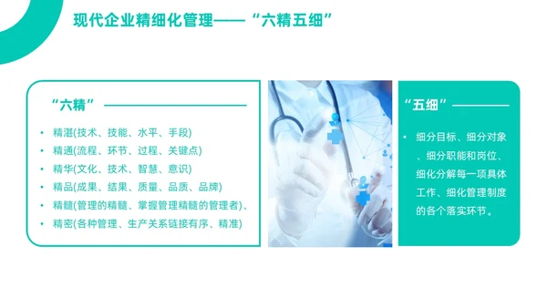 绿色简约商务医疗健康环保主题公司介绍PPT精细化管理