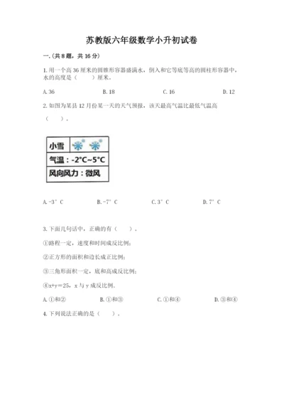 苏教版六年级数学小升初试卷附参考答案【突破训练】.docx