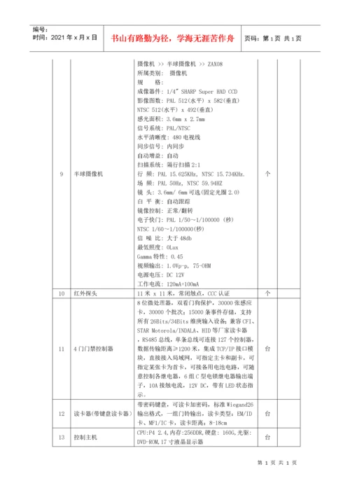 机房工程(机房建设)设备清单.docx