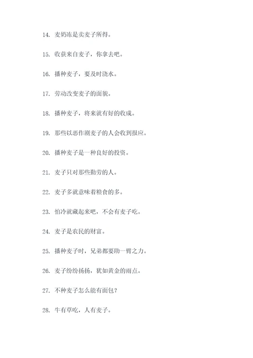 播种麦子谚语
