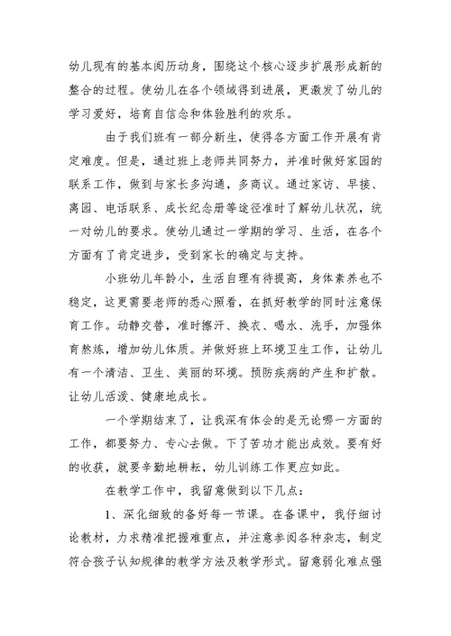 小班幼儿园教学总结汇编六篇